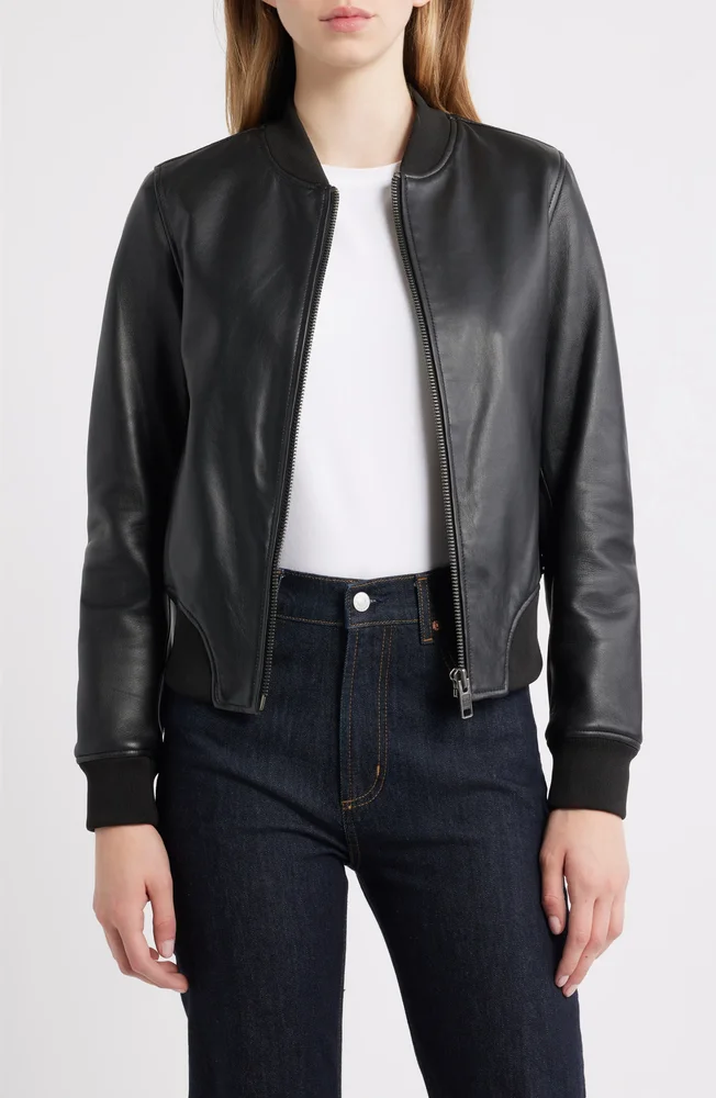 Classic Leather Bomber Jacket