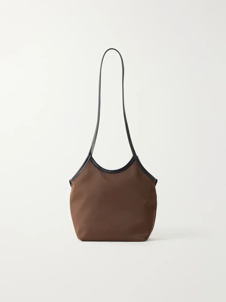Cami leather-trimmed satin shoulder bag