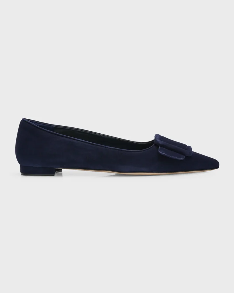 Maysale Suede Buckle Ballerina Flats