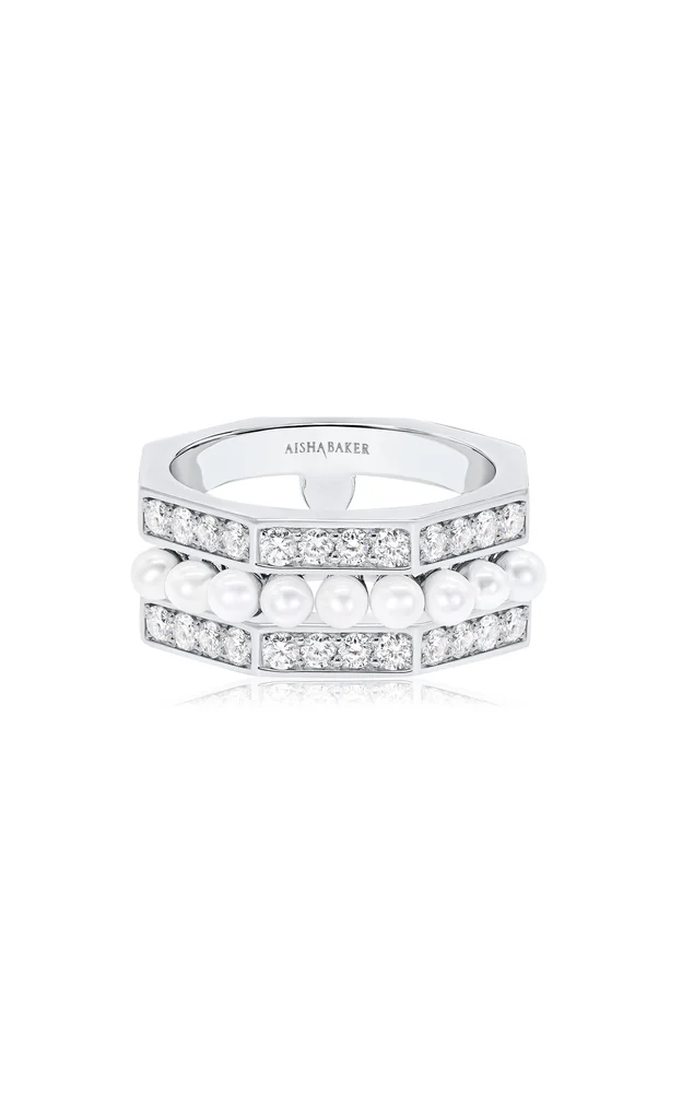 Mermaid Petite White Gold Diamond Ring