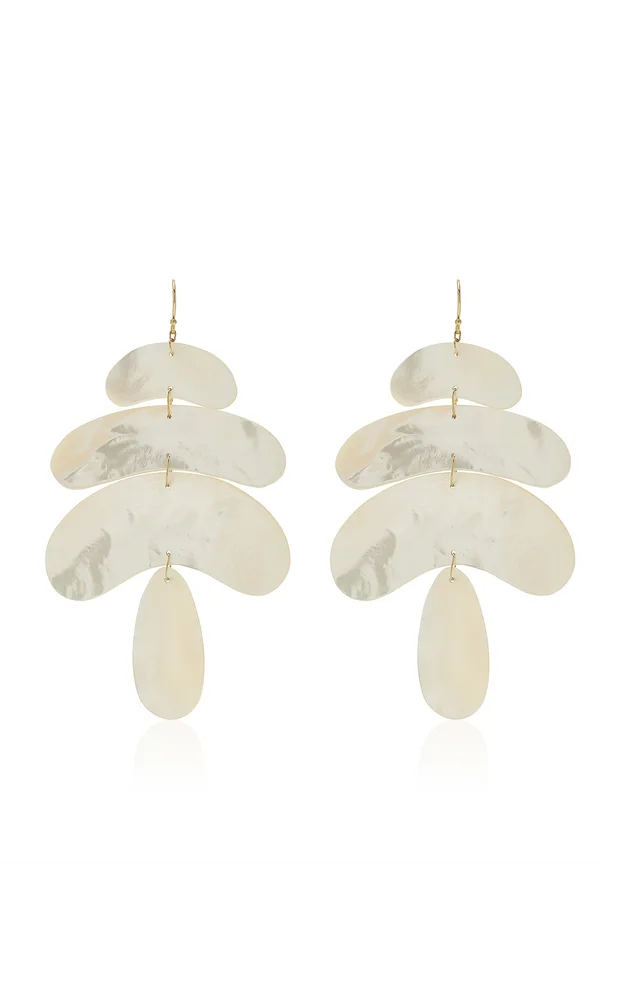 18K Yellow Gold Mother of Pearl Earrings