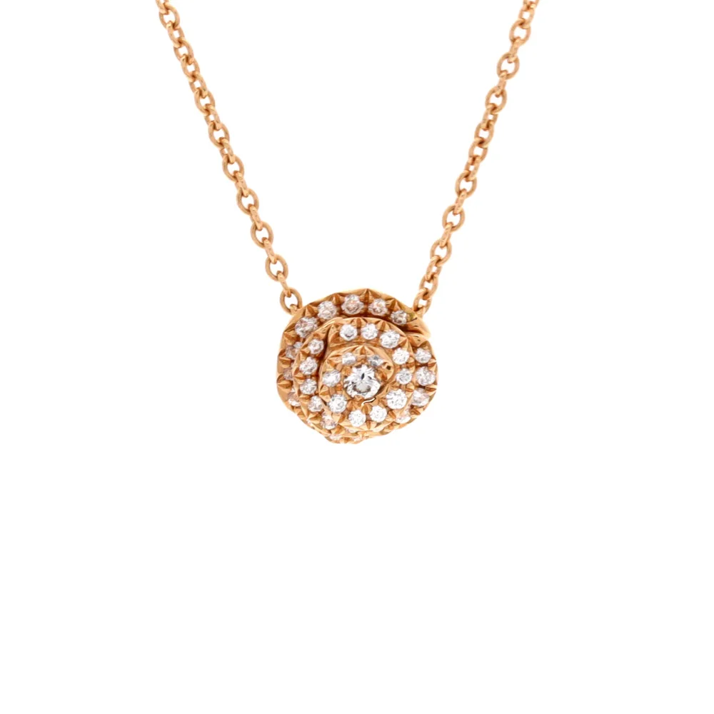 Pre-Owned Rose Couture Pendant Necklace 18K Rose Gold with Pave Diamonds