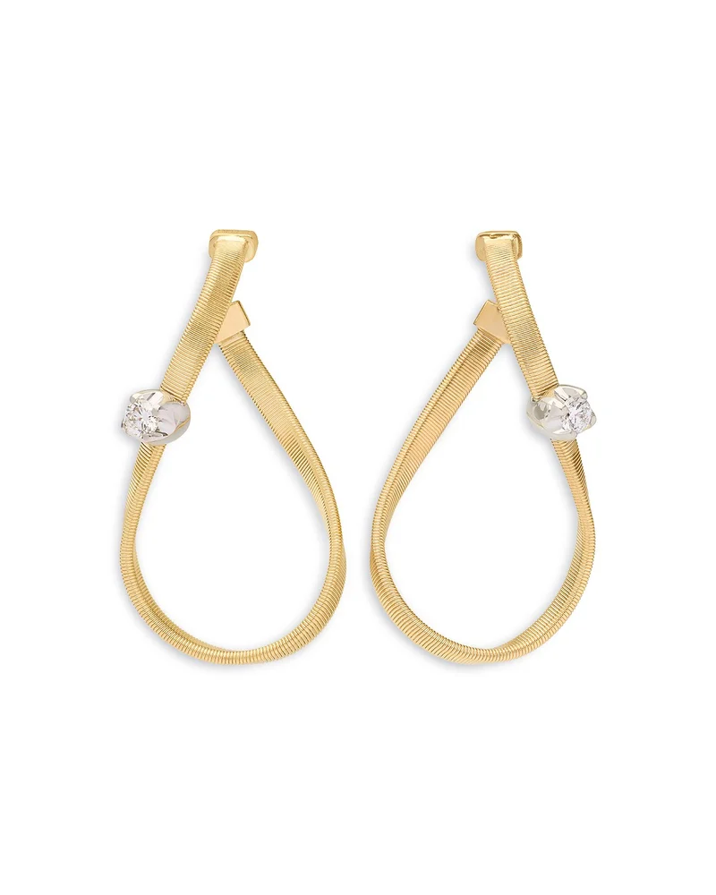 18K White & Yellow Gold Marrakech Diamond Chain Link Hoop Earrings