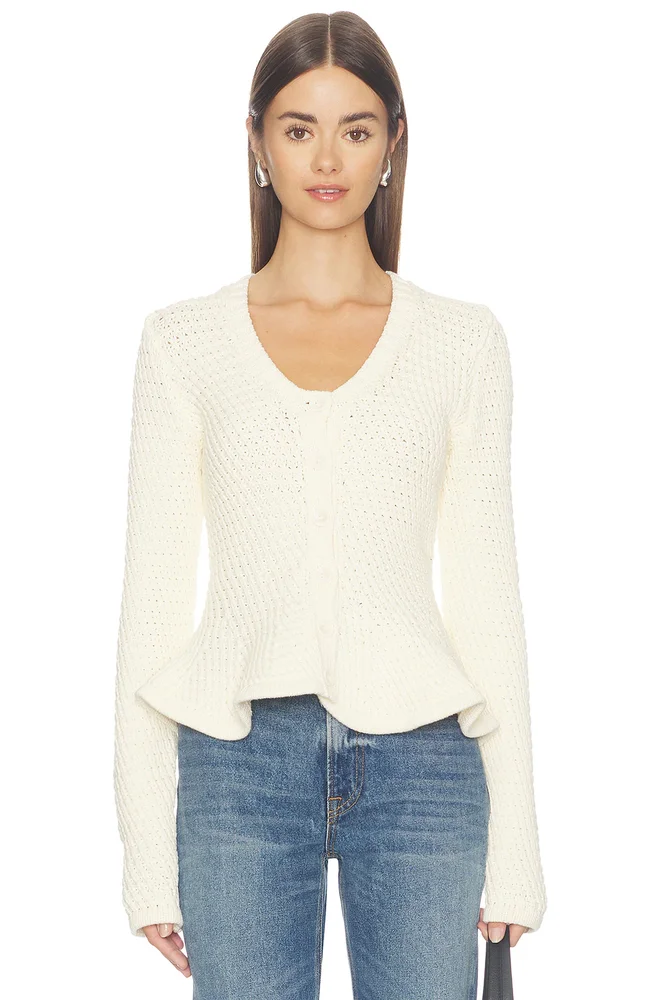 Elina Peplum Openwork Cardigan