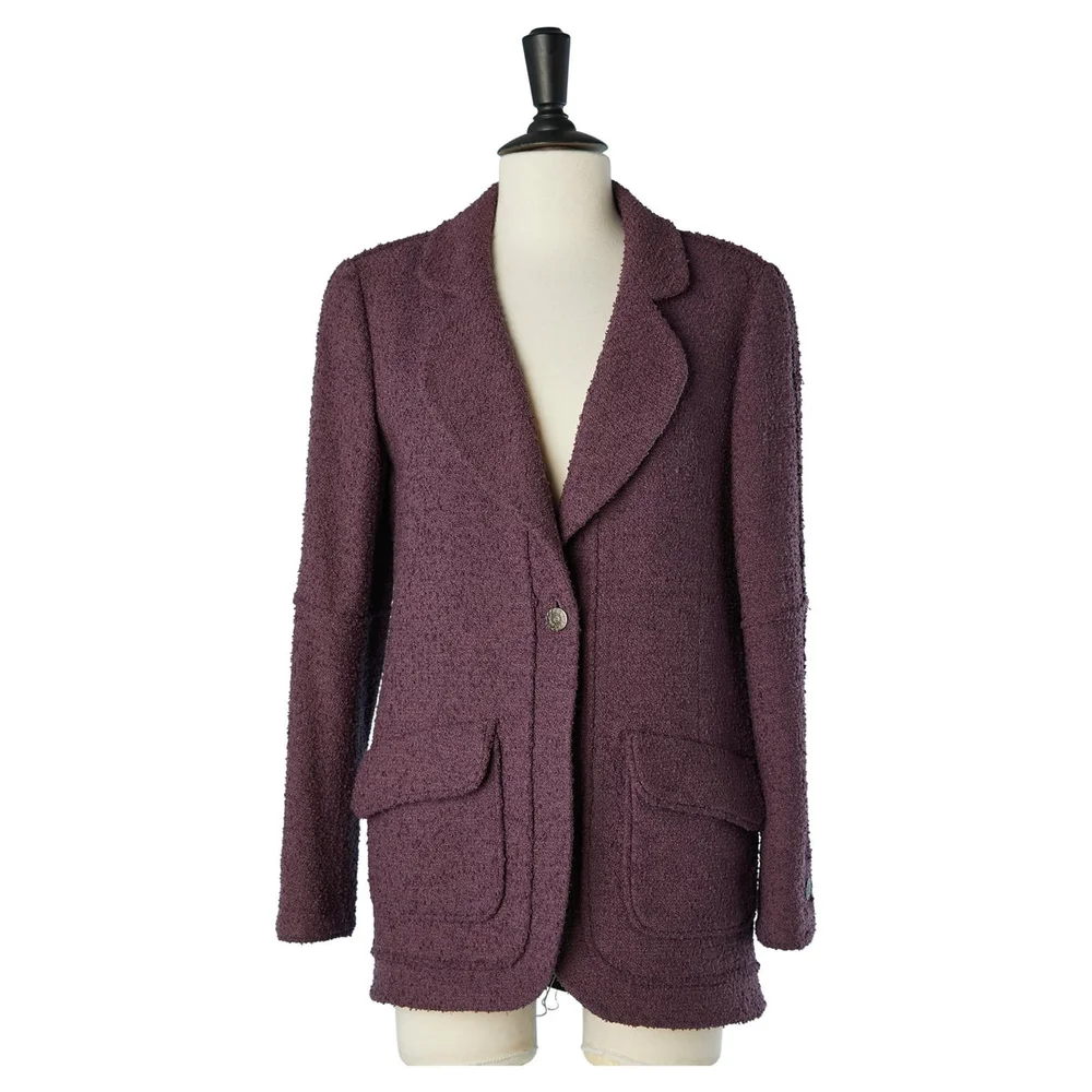 Purple tweed single breasted jacket Chanel Boutique
