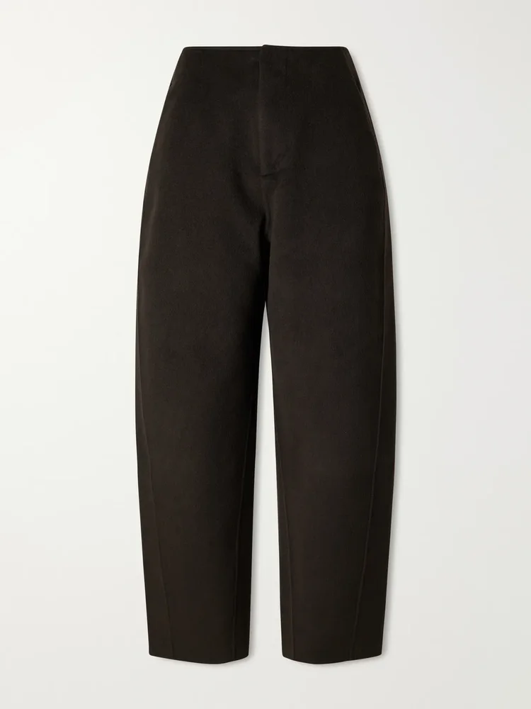 Wool and cashmere-blend barrel-leg pants