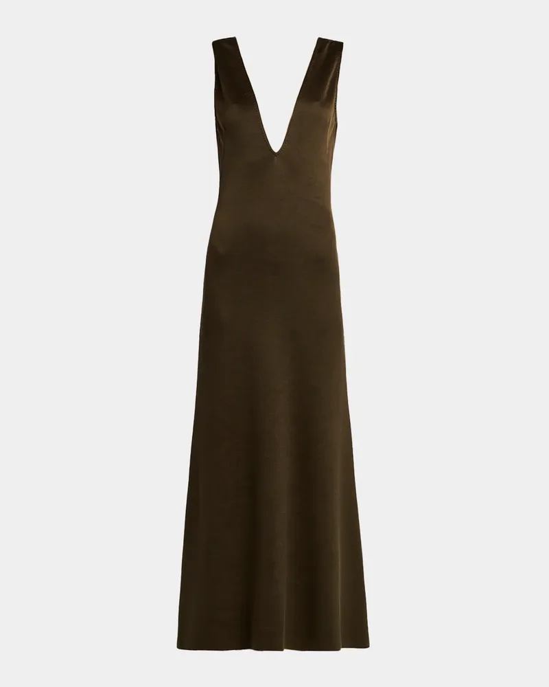 Double-Face Plunging V-Neck Dress