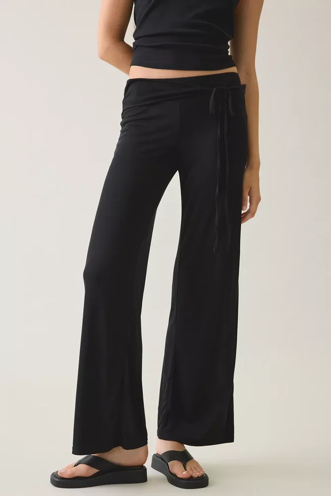 Donata Jersey Knit Foldover Wide Leg Pants