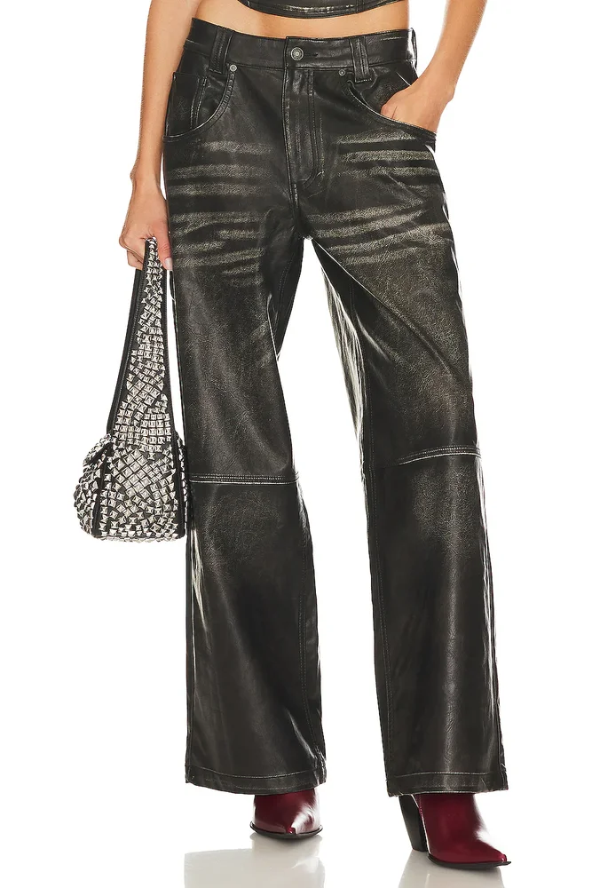 Distressed Faux Leather Colossus Pant