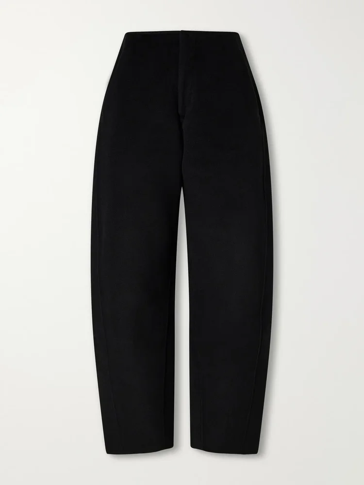 Wool and cashmere-blend barrel-leg pants