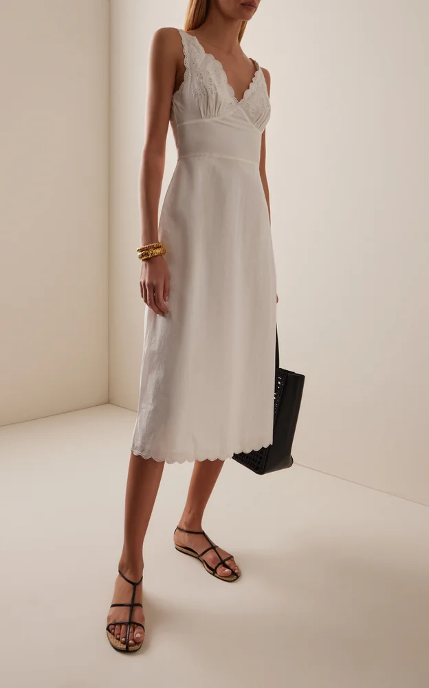 Exclusive Lois Broderie Anglaise Cotton Midi Dress