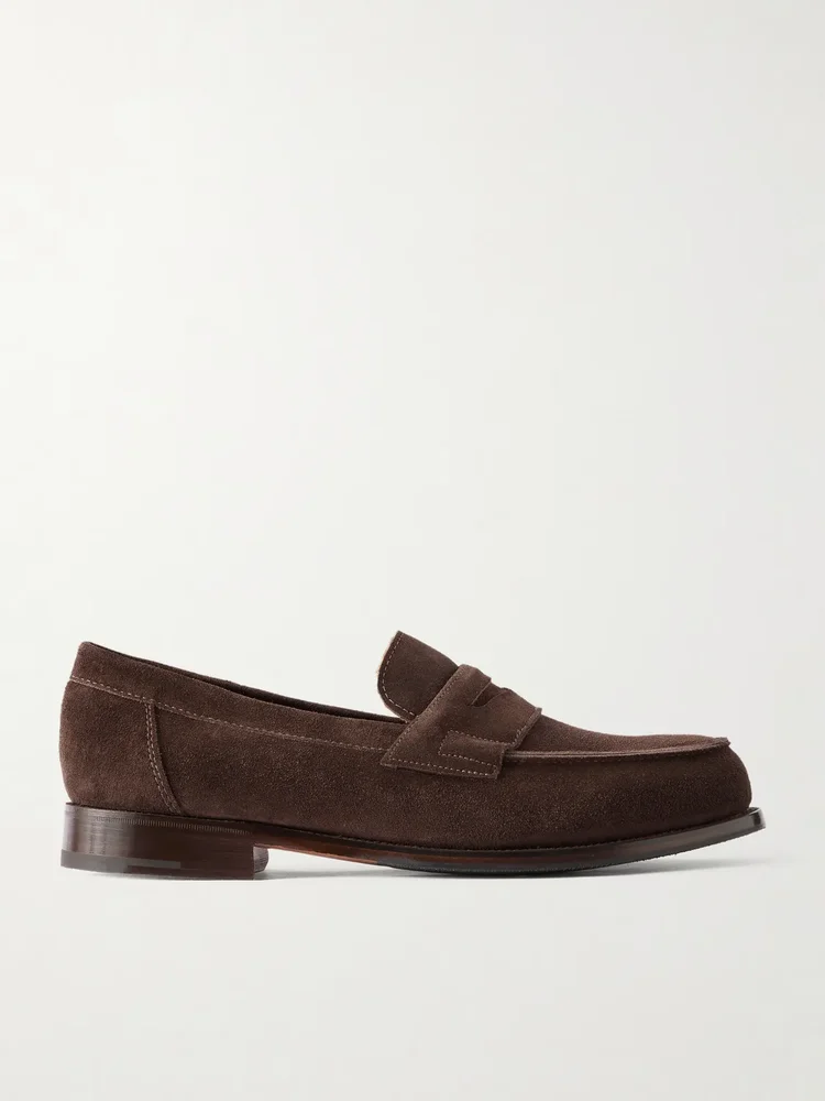 Epsom Suede Penny Loafers