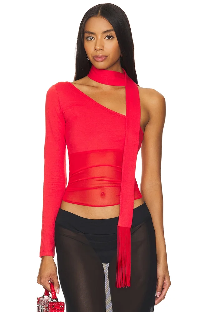Asymmetric Neck Tie Top