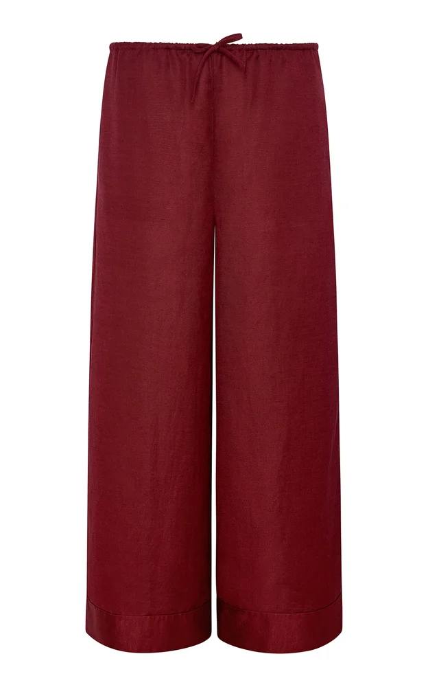 Air Linen Wide Leg Drawstring Pants