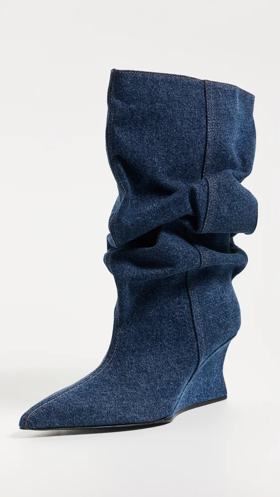 Denim Wedge Ankle Boots