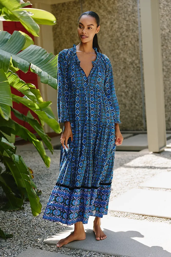 Sonia Long-Sleeve Tiered Maxi Dress