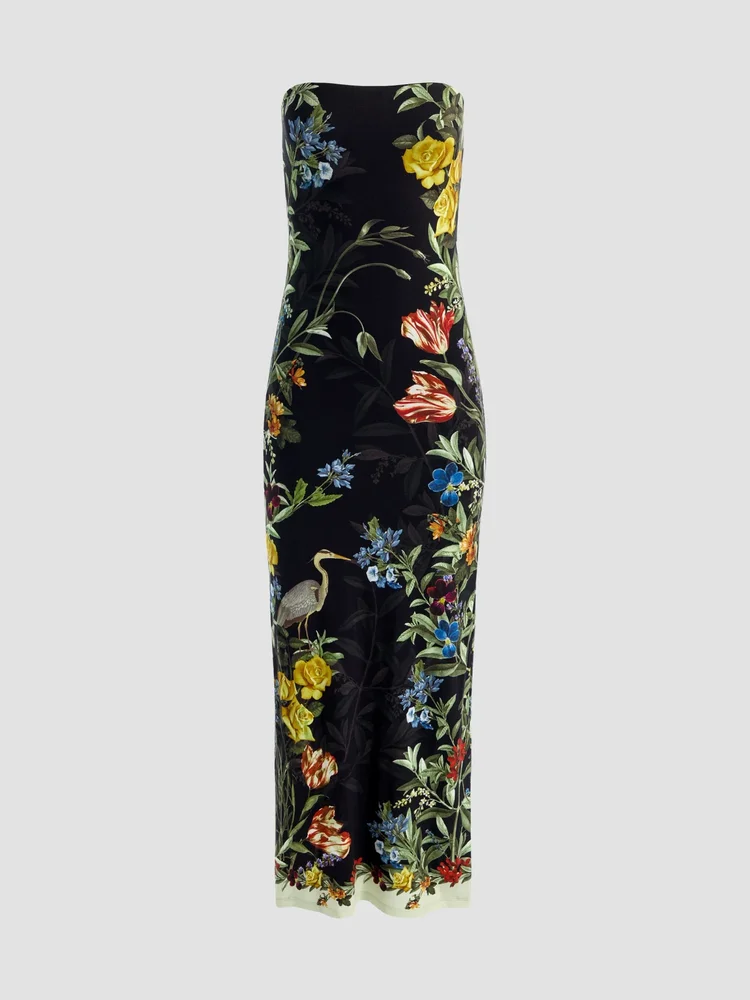 Delora Floral Strapless Maxi Dress