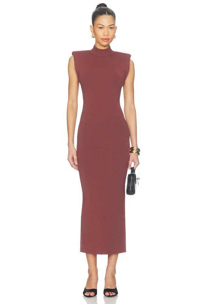 Padded Shoulder Knit Dress