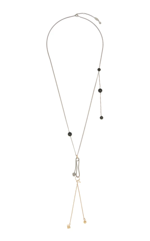 Thistle Brass and Onyx Necklace