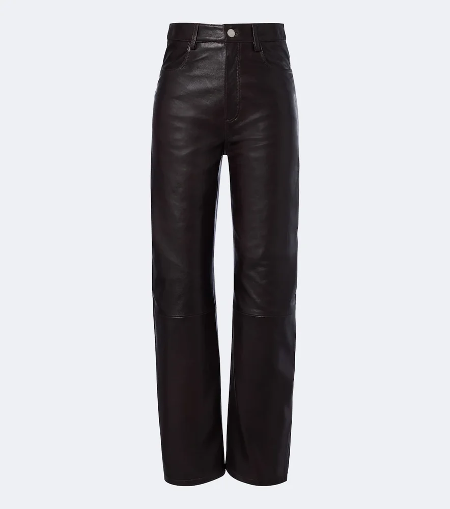 Leather wide-leg pants