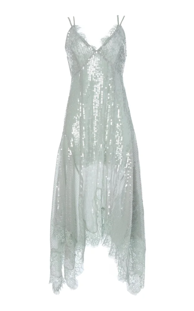 High-Low Sequined Midi Dress