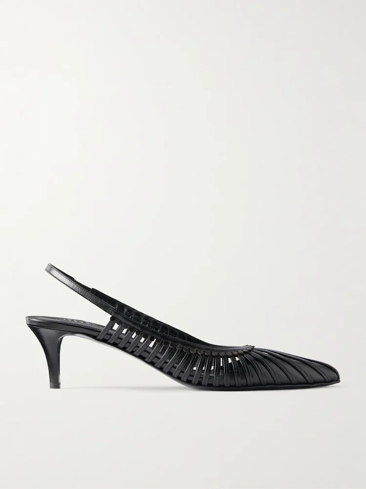 Pionee woven leather slingback pumps