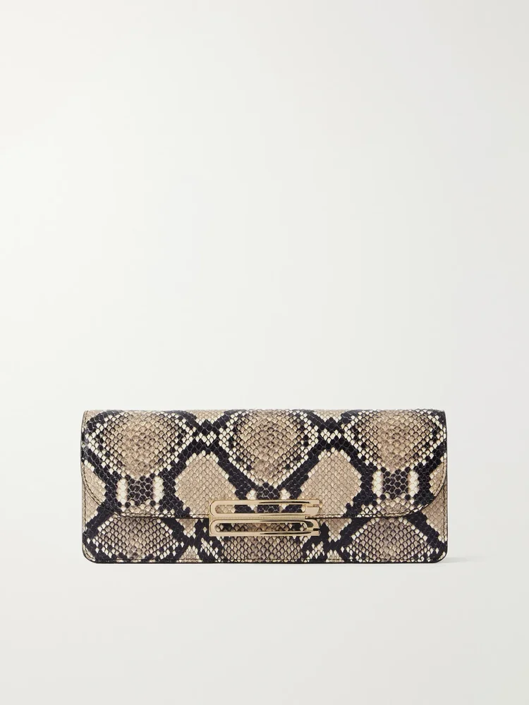 Dorian East-West snake-effect leather clutch