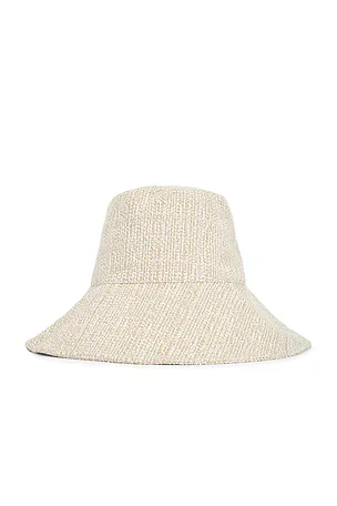 OCHRE LANE BLACK RAFFIA BUCKET HAT