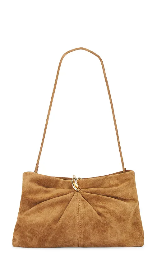 Toffee Split Suede With Gold Hardware Clutch