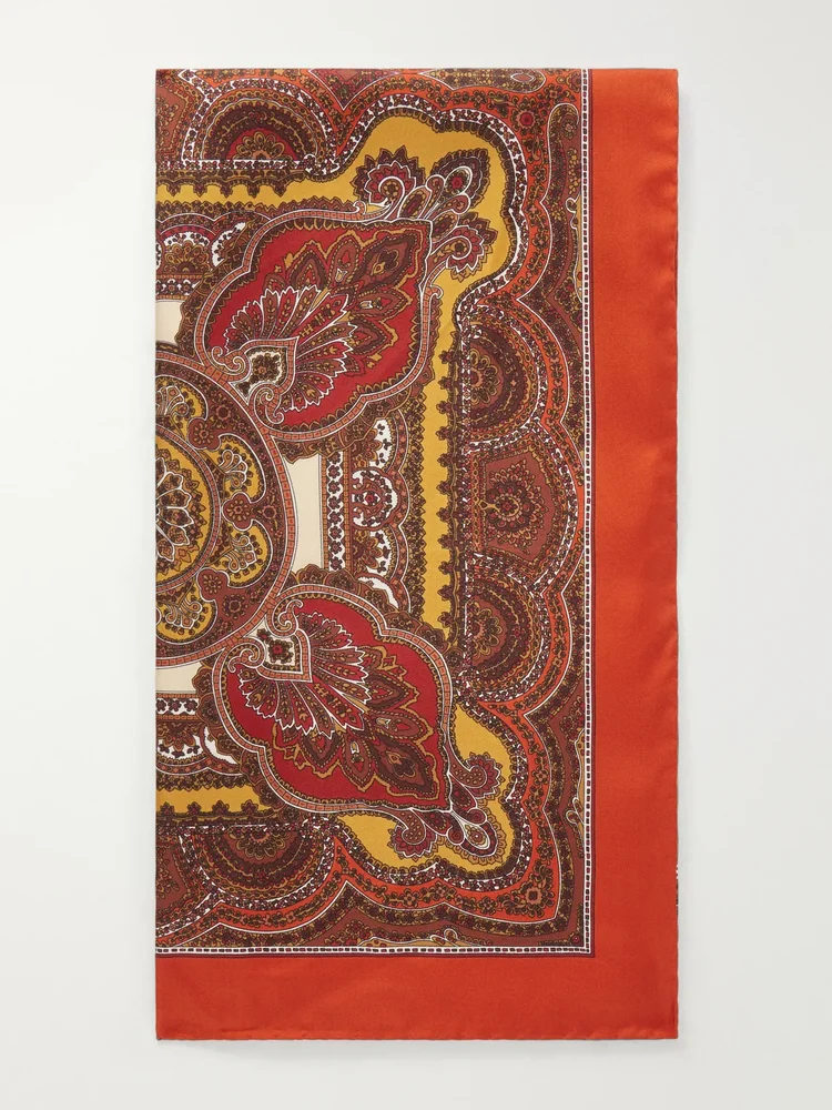 Paisley-print silk-twill scarf