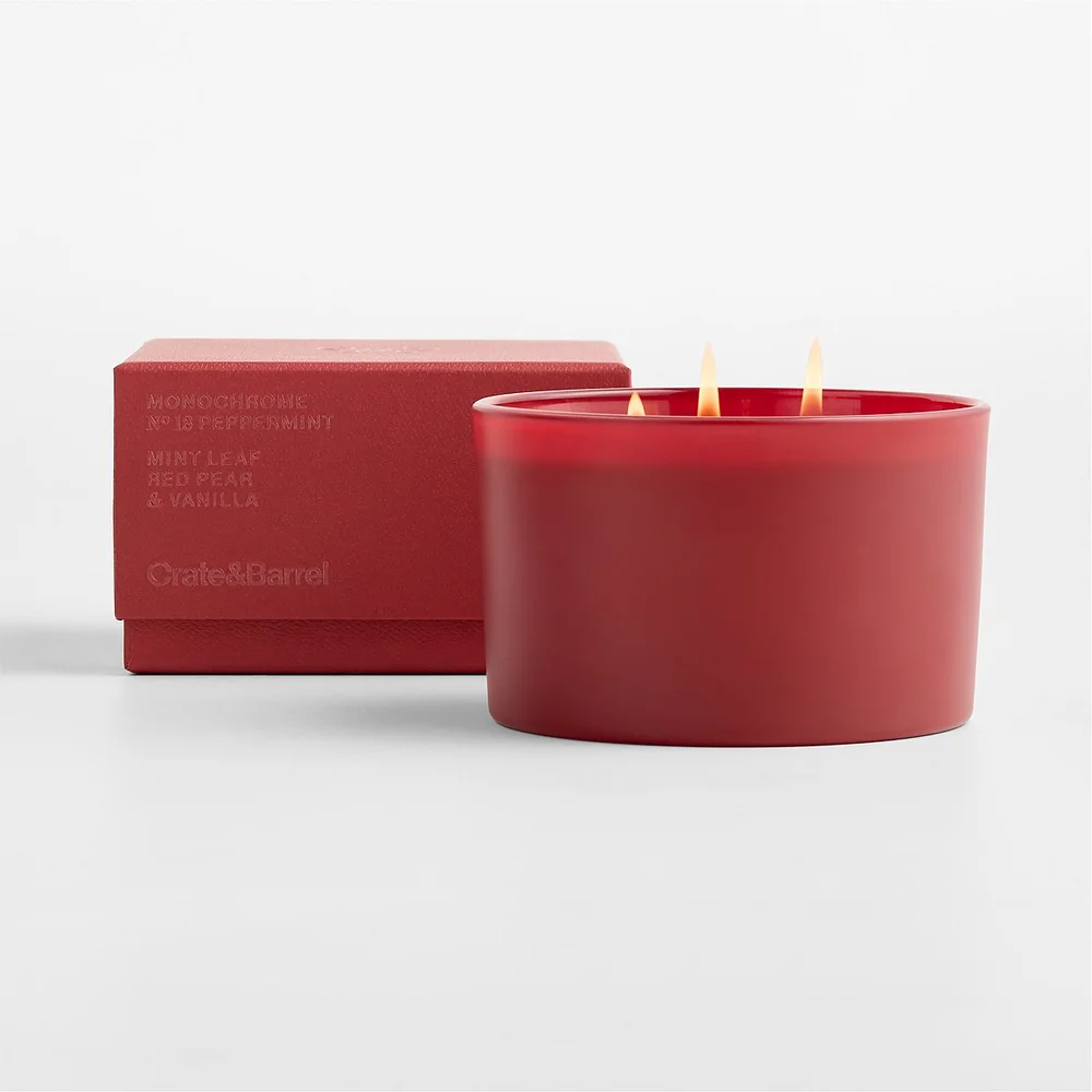 Monochrome No. 18 Peppermint 3-Wick Scented Candle, Mint Leaf