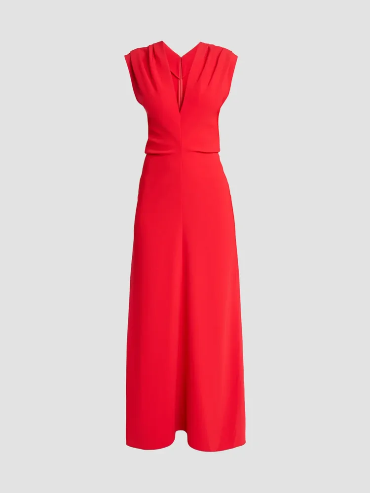 Geraldine Gathered Crepe Maxi Dress