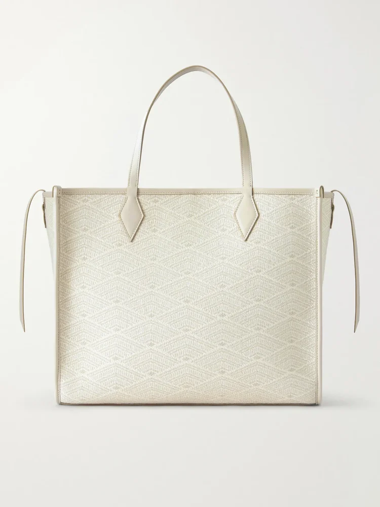 Chameleon 41 leather-trimmed jacquard tote