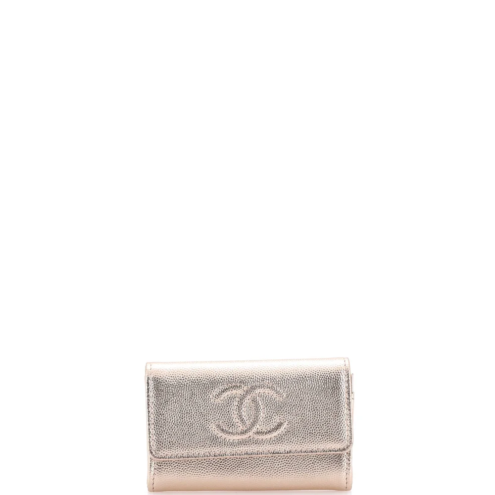 Timeless CC Flap Card Holder Metallic Caviar