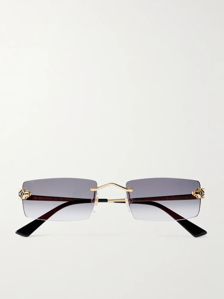 Panthère Classic rimless rectangle-frame gold-tone sunglasses
