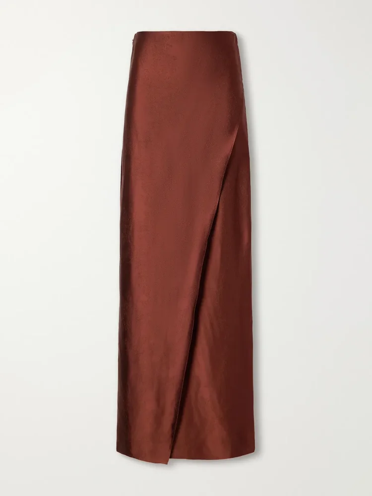 Althea wrap-effect satin-jacquard maxi skirt