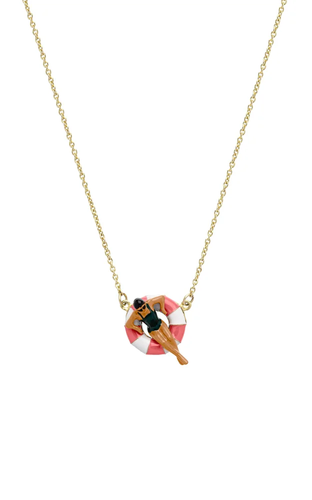 Flotadora 9K Yellow Gold Enamel Necklace
