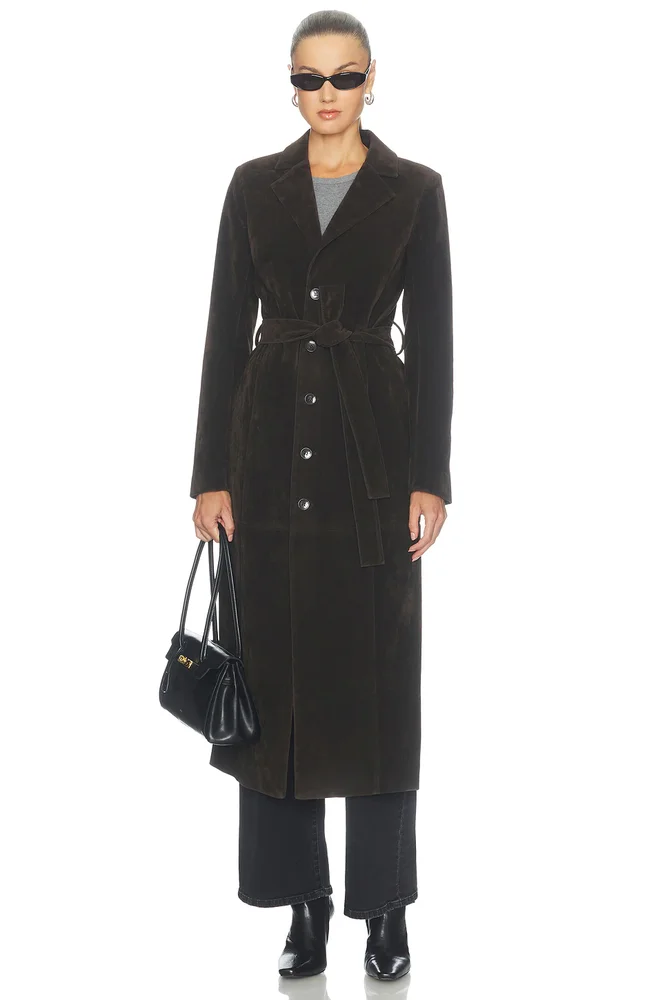 The Faux Suede Long Coat
