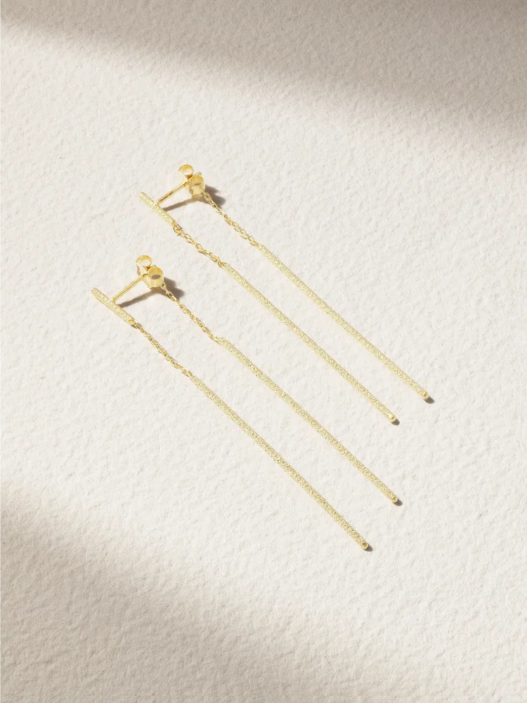 Florentine Finish Double Magic Wand 18-karat gold earrings