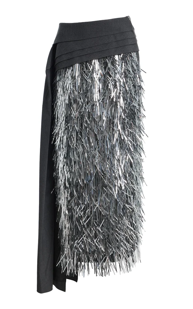 Exclusive Chiara Embellished Silk Midi Skirt
