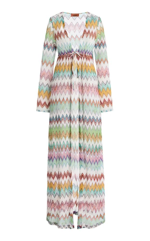 Metallic-Knit Maxi Cover-Up Dress