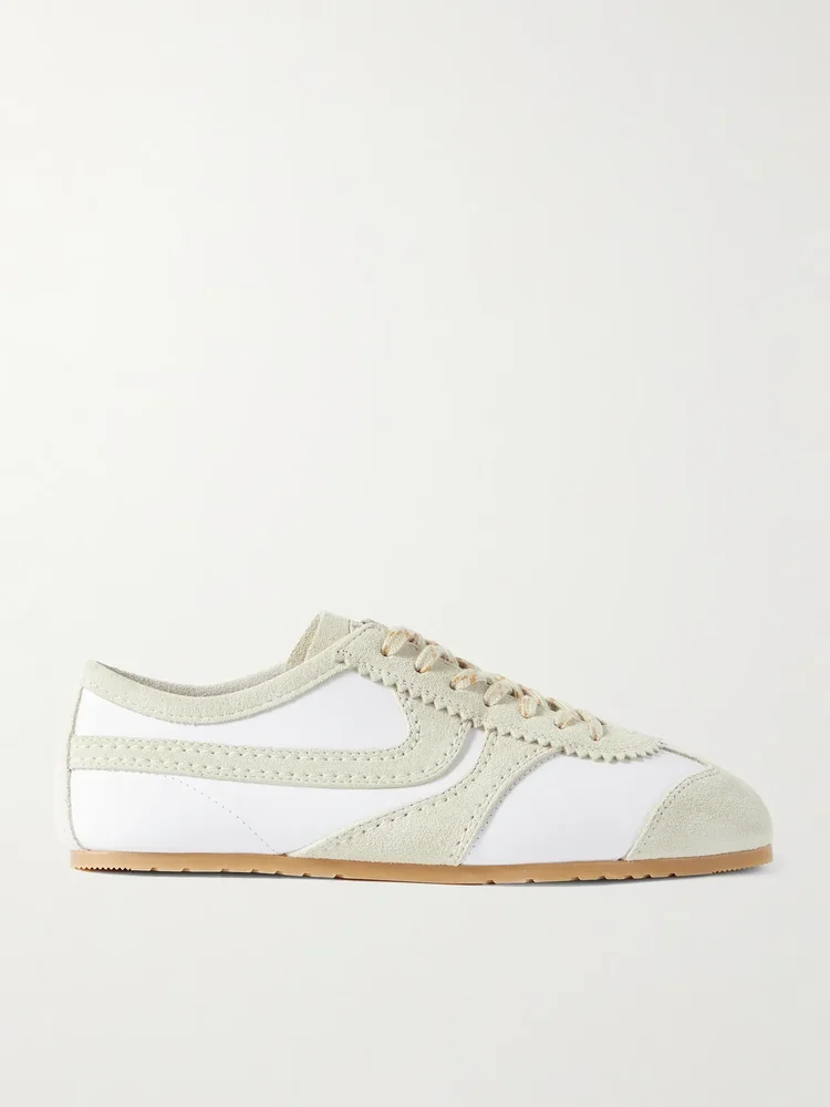 suede trimmed leather sneakers