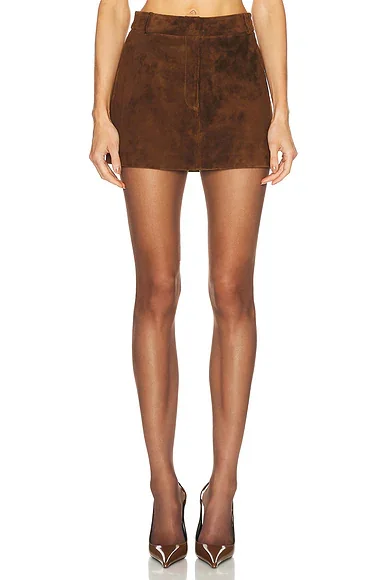 x REVOLVE Leather Suede Mini Skirt
