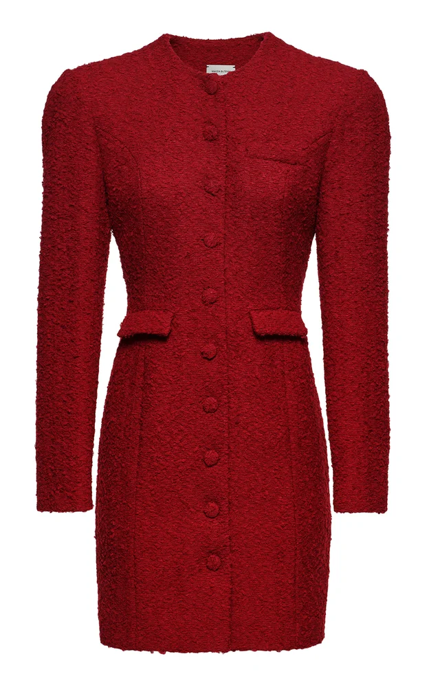 Bouclé Wool-Blend Structured Mini Dress