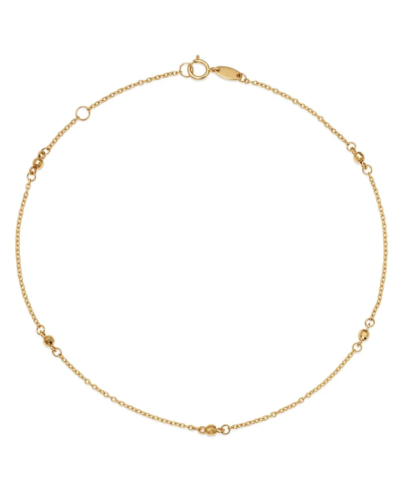 Beaded Ankle Bracelet in 14K Yellow Gold