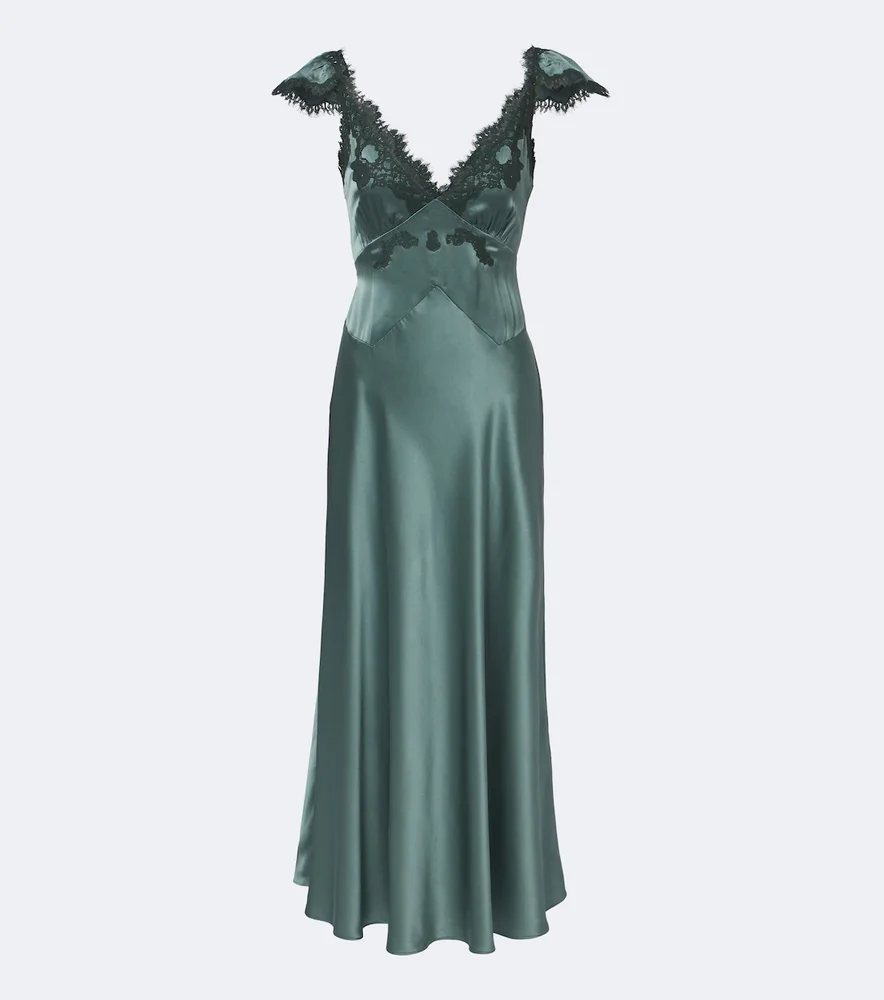 Fiona lace-trimmed silk satin slip dress