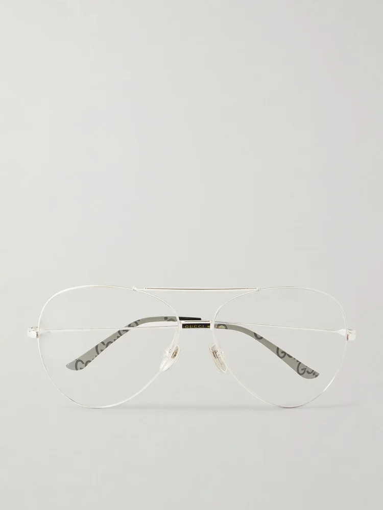 Aviator-style silver-tone sunglasses