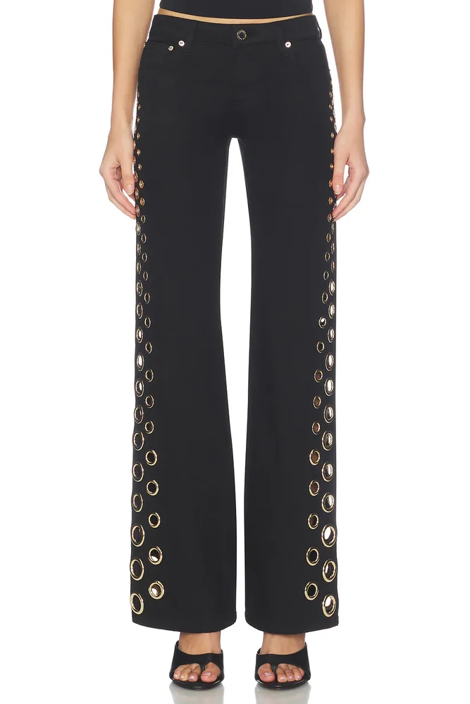Roxie Low Rise Straight Flare Full Length Jean With Grommets