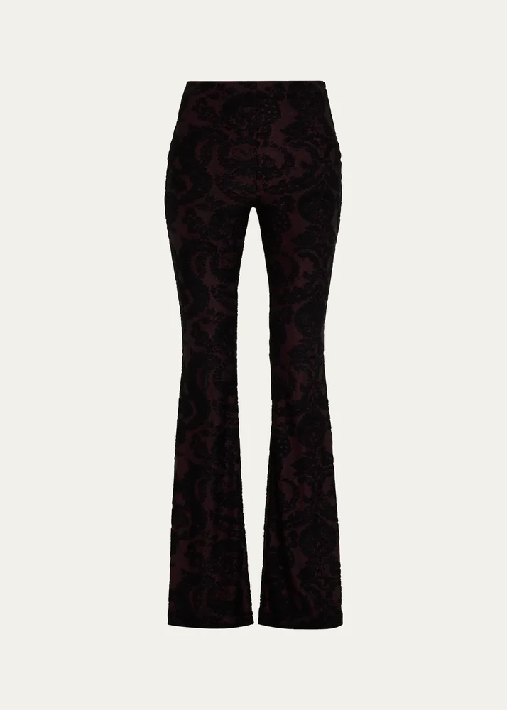 Paisley Chenille Jacquard Flare Pants