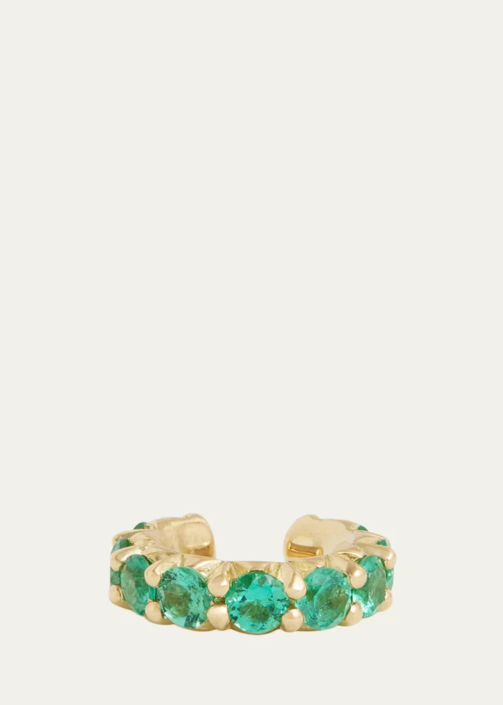 18K Yellow Gold Emerald Ear Cuff, Single